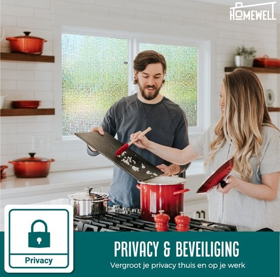 Homewell Fensterfolie HR++ 60x200cm - Solar & Isolierend - Statisch - Regenbogen Mosaik