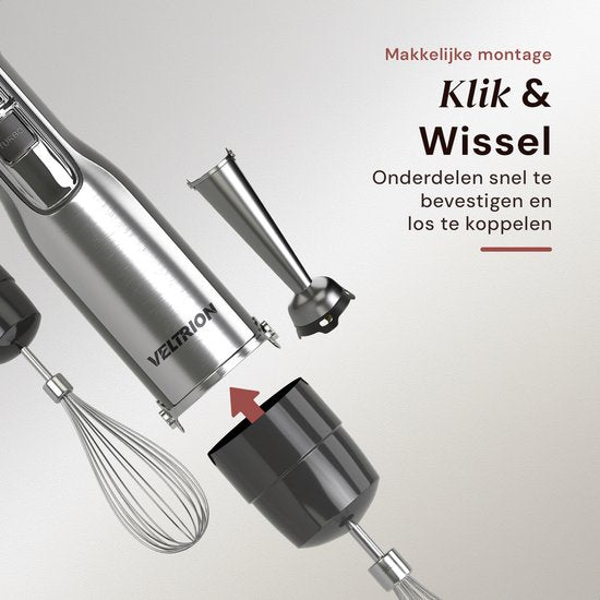 Stabmixer PRO 6-in-1-Set – 1100 W – Titan-Klingen – Kostenloser Spatel – Turbo-Funktion – Inkl. Zerkleinerer, Schneebesen, Milchaufschäumer und Messbecher – PFAS-frei