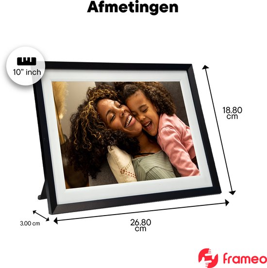 Denver Digitaler Fotorahmen 10.1 Zoll - Wechselrahmen schwarz/weiß/holz - Frameo app - Fotorahmen - Wifi - PFF1018