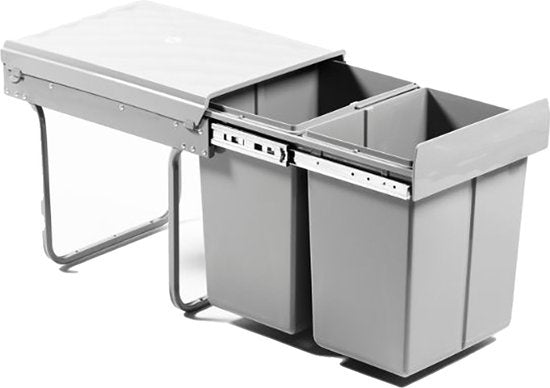 Homra - Einbau-Abfalleimer - 34 x 48 x 41,5 cm - 2x20L - 2 Behälter - Küche - Grau