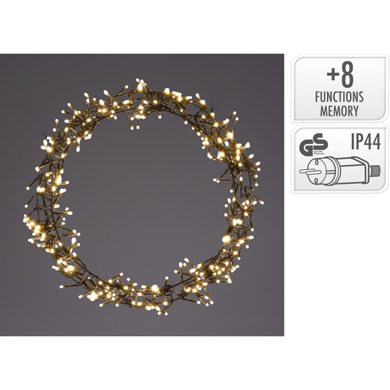 LED-Weihnachtskranz - 300 Lichter - mit Steckdose - Ø38