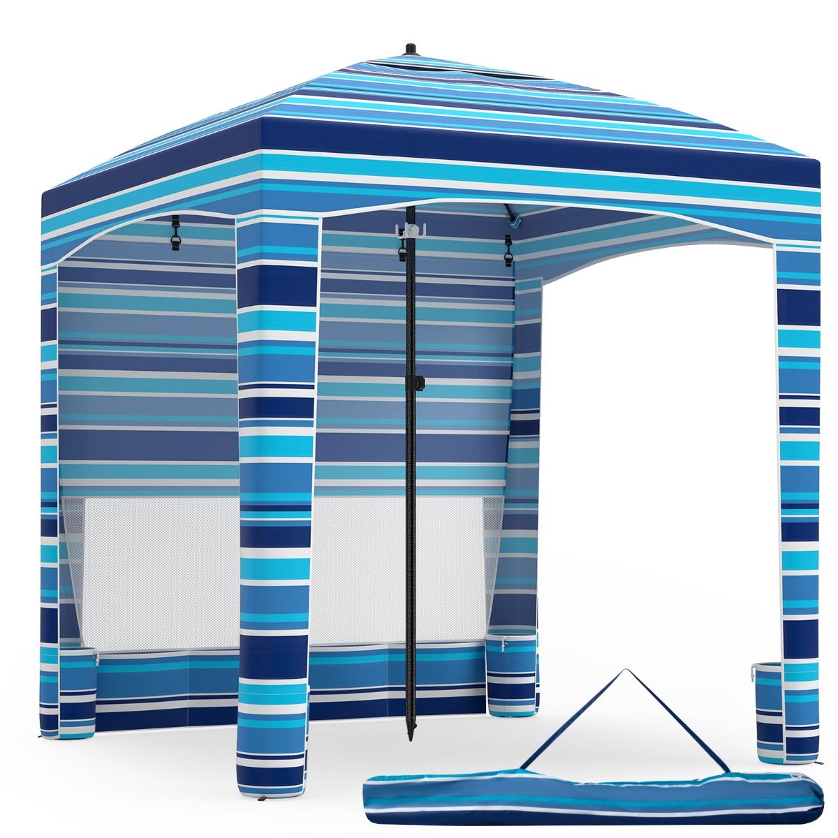 Coast Strandzelt – mit Seitenwand – höhenverstellbar – marineblau/rosa – 185 x 185 cm