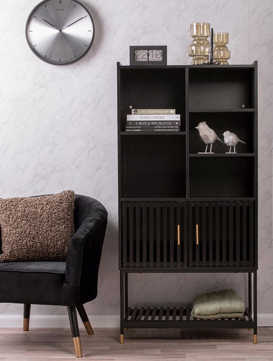 Leitmotiv Schrank Marve – Schwarz – 40 x 75 x 150 cm – Modern, skandinavisch