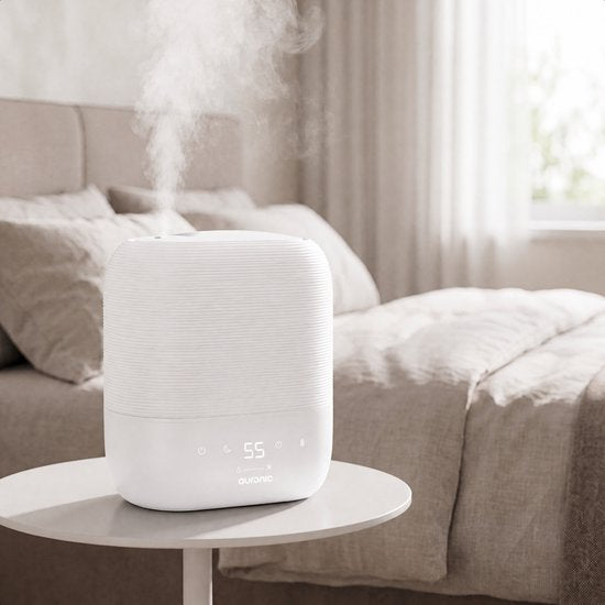 Auronic Luftbefeuchter – 5 l – Geeignet für Schlafzimmer, Babyzimmer, Büro, Wohnzimmer und mehr – Luftbefeuchter – BPA-frei – Weiß