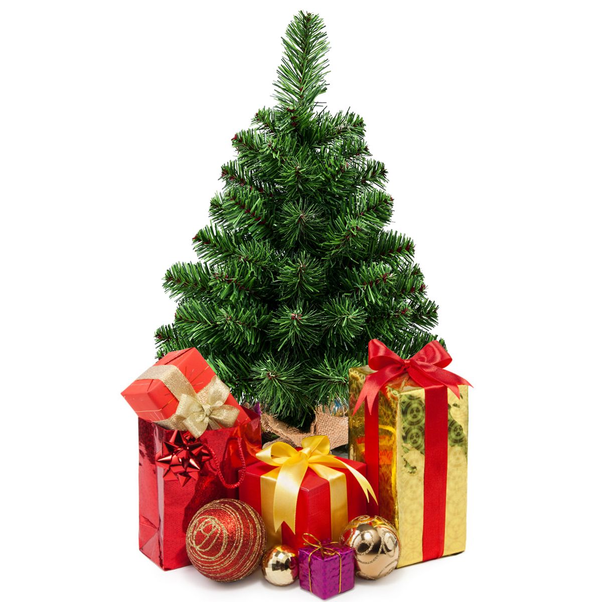 Küste künstlicher Weihnachtsbaum Tannenzweig pvc - 60 cm - grün - Zementsockel - voll naturgetreue Zweige