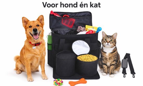 Reisetasche für Hunde – Hundetasche mit Futterbehältern – Reisetasche – Hund oder Katze – 37 x 15 x 30 cm