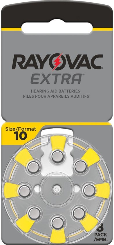 Rayovac Hörgerätebatterien - 105 mAh - 1,45 V - 7,7x5,2mm - 8 Stück