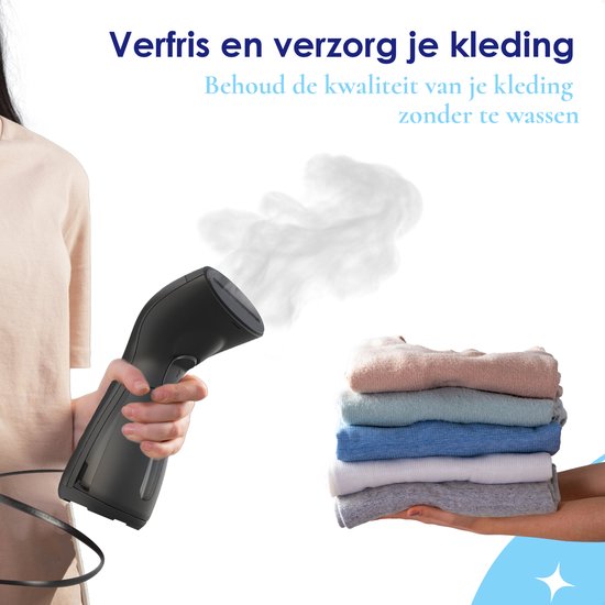 Samako SteamWave Kleidungsdämpfer - Leistungsstarker Handdampfer - Handdampfgerät - Dampfbügeleisen - Kompakt für unterwegs - Schwarz