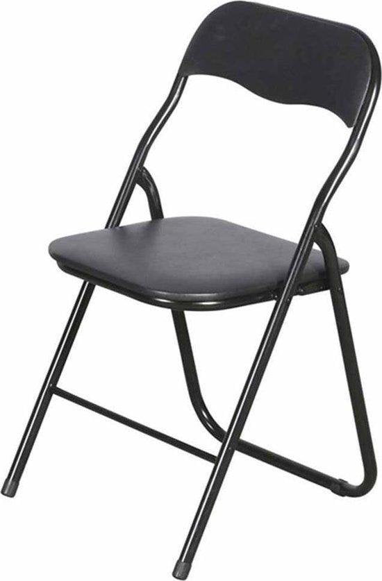 Klappstuhl mit PVC-Sitzfläche – Schwarz – 44 x 48 x 79 cm – Metall – Beistellstühle – Zusammenklappbar