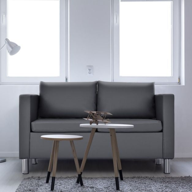 Coast Zweisitzer-Sofa - 120x60x62,5 cm - Leder - Grau