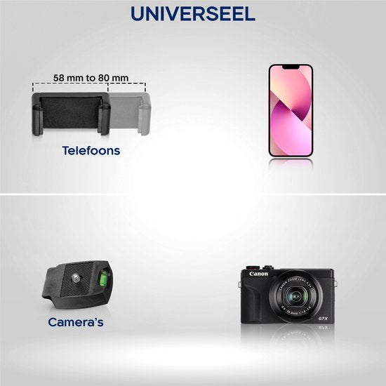 Studio ME Stativ Smartphone - 128 cm - Inkl. Bluetooth-Fernbedienung - Schwarz