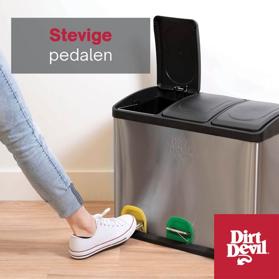 Dirt Devil Treteimer 3x 15L - Abfalleimer Abfalltrennung - Edelstahl - Silber