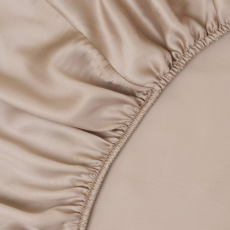 Sjumo - Tencel Sateen Splittopper Spannbetttuch - 200x210 cm - Honey Glow Tencel & Baumwollsatin - Premium Glanz & Seidenweich - Antiallergisch & Atmungsaktiv - Für verstellbare Betten