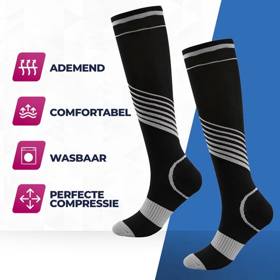 Roegaarden Kompressionssocken - Kompressionssocken - Stützsocken - Größe 45-47 - Schwarz