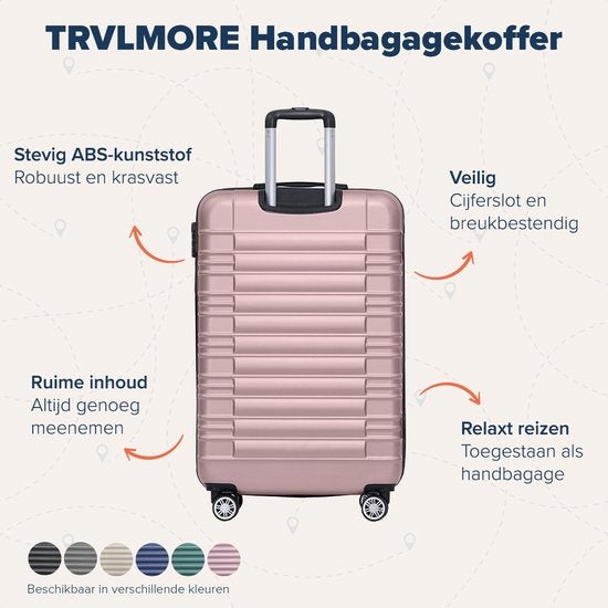 TRVLMORE - Koffer - Handgepäck - 54x36x20cm - 38L - Rose gold