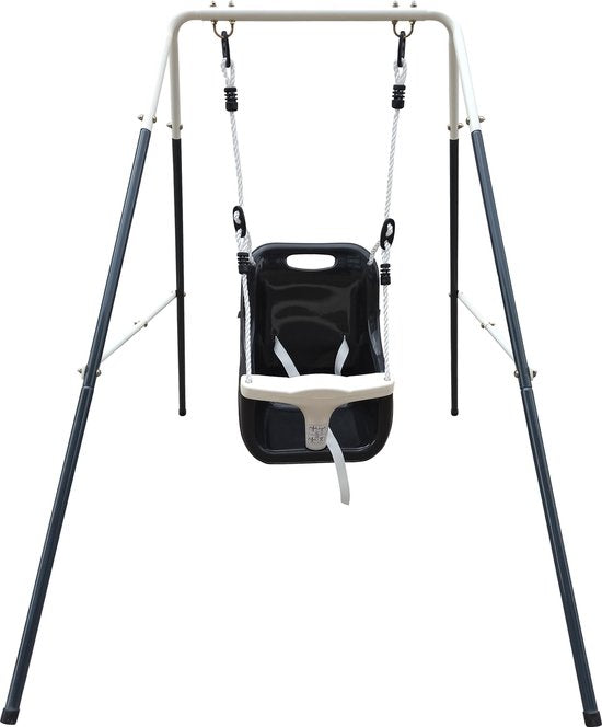 AXI Metall-Babyschaukel mit Sitz, anthrazit/creme – Freistehendes Schaukelset für drinnen und draußen