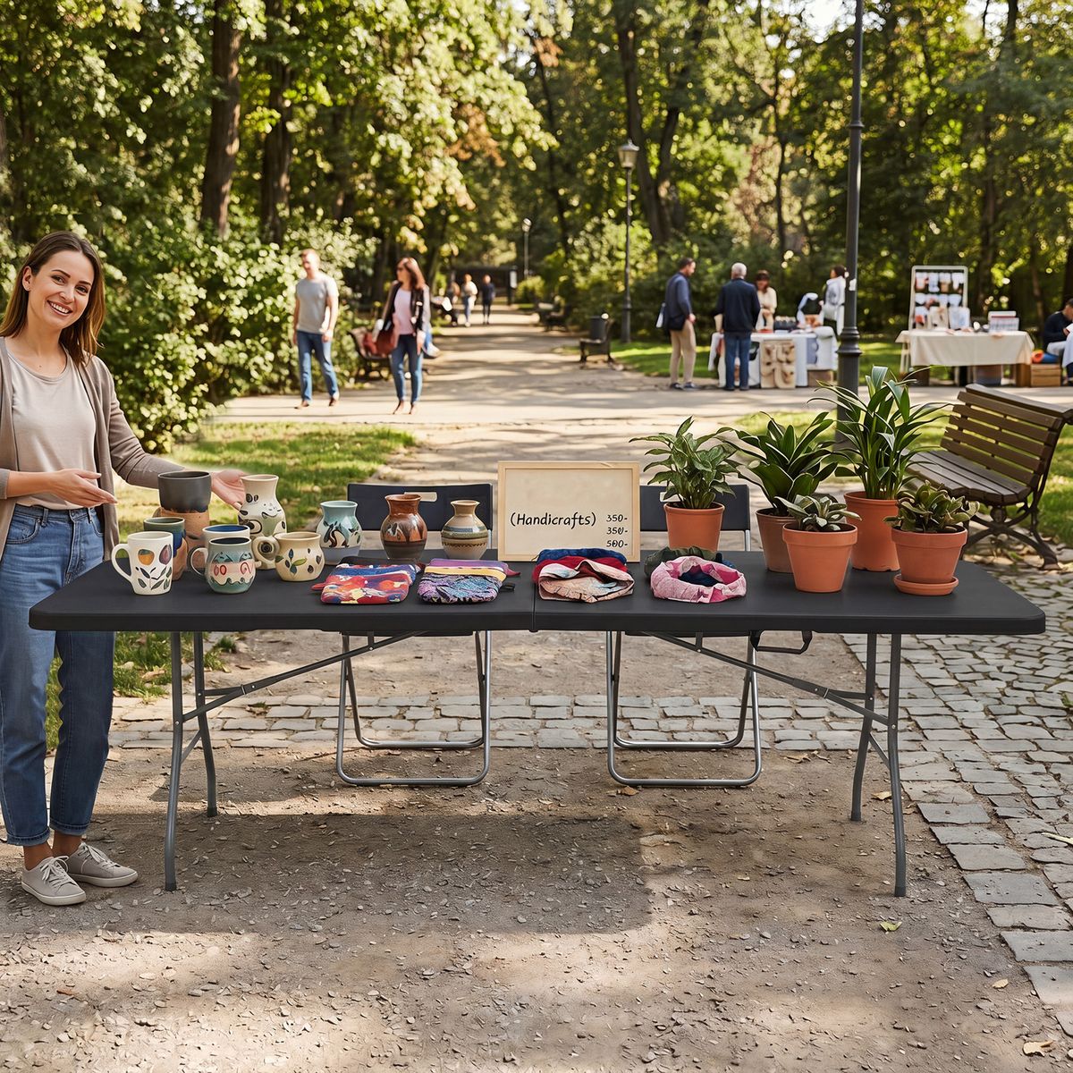 Coast Klapptisch für den Garten – für 10 Personen geeignet – Tragegriff – schwarz – 244 x 75 cm