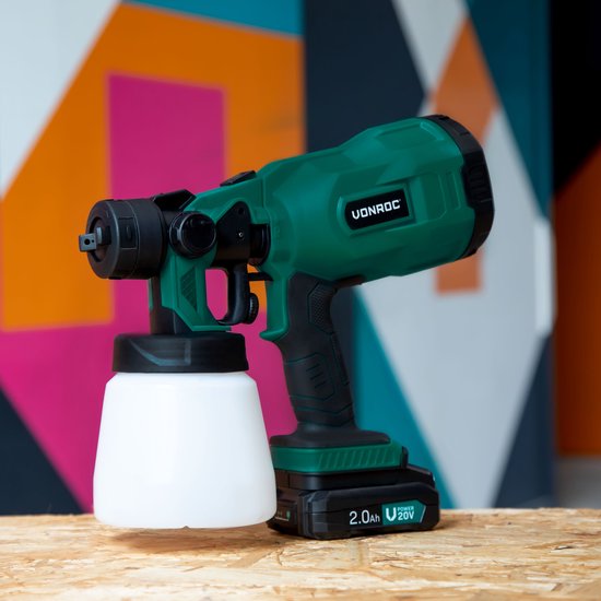 VONROC Accu Farbsprühgerät - VPower 20V - Ohne Akku & Ladegerät - Kapazität 800 ml - Inkl.