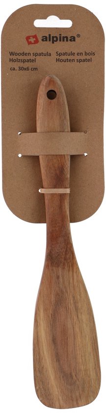 alpina Holzspatel 30 cm – Akazienholz – Ergonomisches Design – Geeignet für das tägliche Kochen und Backen – Langlebig und leicht zu reinigen – Mit Aufhängehaken – Braun