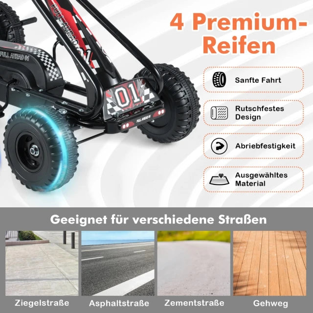 Coast Skelter Black - Tretauto mit verstellbarem Sitz und Handbremse - 92 x 50 x 53 cm