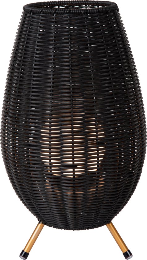 Lucide COLIN IP44 – Wiederaufladbare Tischlampe für drinnen und draußen – Akku/Batterie – LED mit 3-stufiger Dimmung – 1×3 W, 3000 K – IP44 – Schwarz – Japandi