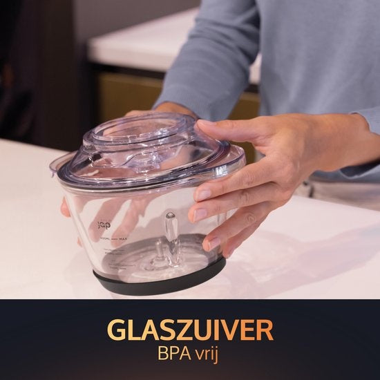 JAP Appliances Multi Chop - Zerkleinerer mit Glasschale (1,2 Liter) - Eiszerkleinerer - Spülmaschinenfest - Lebensmittelzerkleinerer - 6 Klingen - 400W