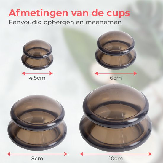 Nuvance - Schröpfköpfe - 4er-Set Silikon - Inkl. eBook - Cellulite-Massagegerät - für Arme, Beine, Gesicht & Rücken - Schröpfset Massage - Cellulite - Schröpfkopf - Anti-Cellulite-Köpfe - Cellulite-Schröpfmassage