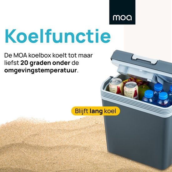MOA - Elektrische Kühlbox - Warmhaltefunktion - 12V und 230V 22 Liter ECW22 - Grau