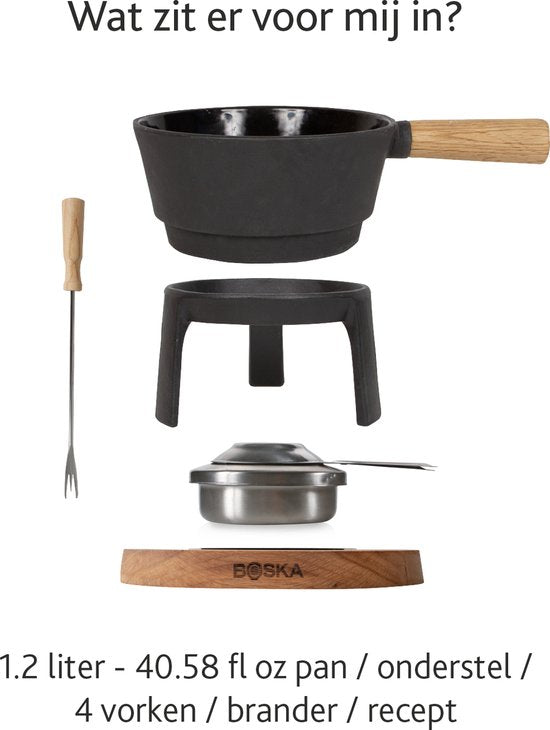 Boska Fondue Set Pro - Käsefondue - 1,2 L - Für jedes Kochfeld - Inkl. vier Fonduegabeln