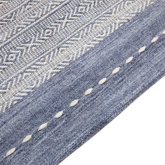 AXI Rhodos Outdoor-Teppich – Rechteckig – 200 x 290 cm – Blau – Geometrisches Muster – Outdoor-Teppich – Wetter- und UV-beständig – Flachgewebt – Gartenteppich – Für drinnen und draußen – Handgewebt