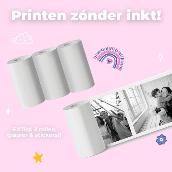 Denver Kinderkamera Full HD mit Drucker - Selfie-Kamera - 20MP - Digitalkamera Kinder - Foto - Video - Spiele - KPC1363 Pink
