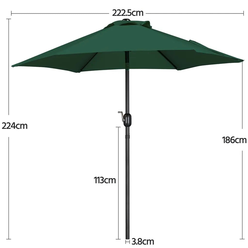 Yaheetech Sonnenschirm - Ø230 cm - Kippbar - Mit Kurbel - Garten Sonnenschirm - Dunkelgrün