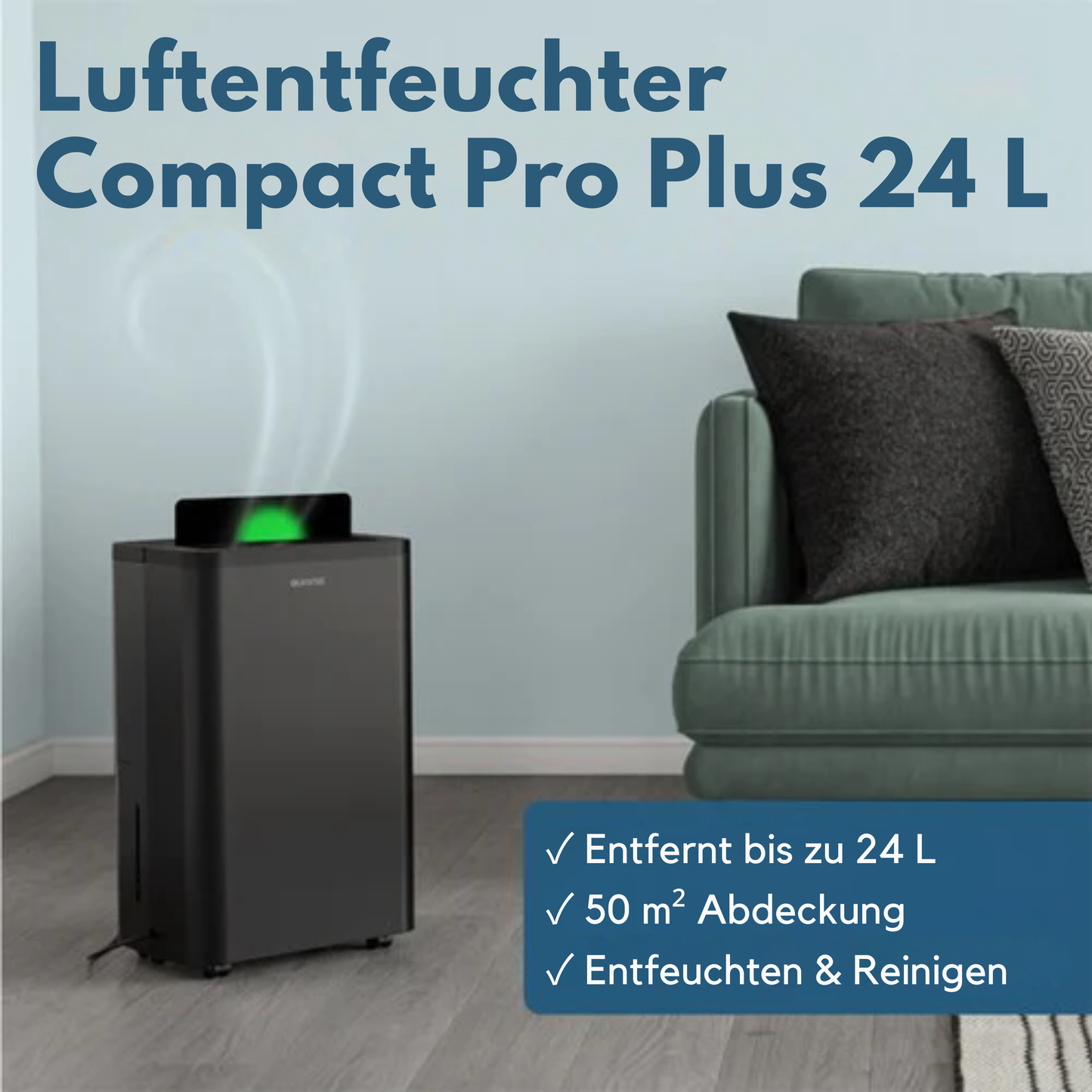 Auronic Luftentfeuchter - Compact Pro Plus - 24L - Schlafzimmer, Badezimmer, Wohnzimmer und Büro - Luftbefeuchter für Innenräume - Schwarz