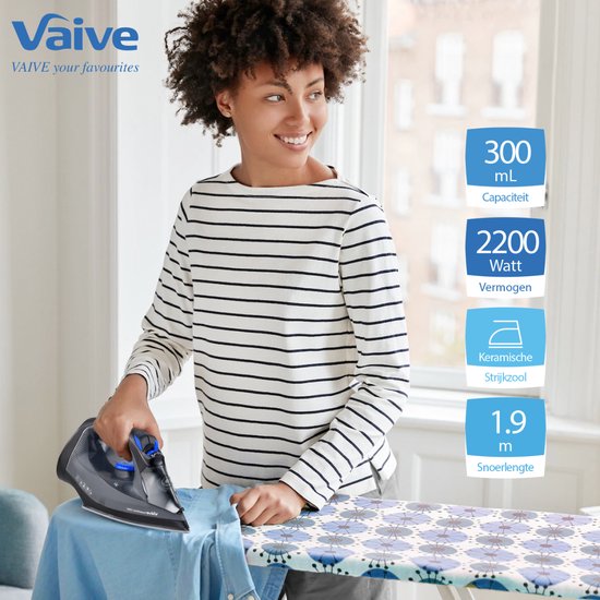 Vaive Bügeleisen PowerSteam 2200 - 300 ML Wassertank - 2200W - Keramiksohle - Schwarz