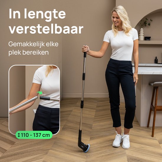 Skrub Elektrische Reinigungsbürste - Schrubber mit Griff für das Badezimmer - 8 Aufsätze