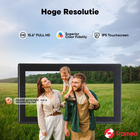 Denver Digitaler Bilderrahmen 15,6 Zoll - XL - Full HD - Frameo App - Fotorahmen - WLAN - 16GB - IPS Touchscreen - PFF1515B