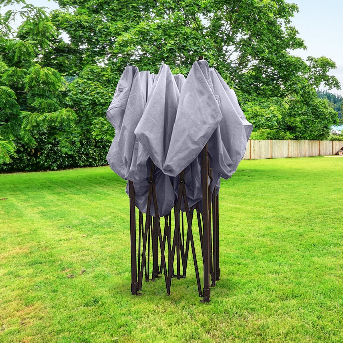 LifeGoods Partyzelt - Pavillon - 3x3 m - mit Seitenwänden - leicht aufbaubar - faltbar - wasserdicht - Tragetasche mit Rädern - dunkelgrau