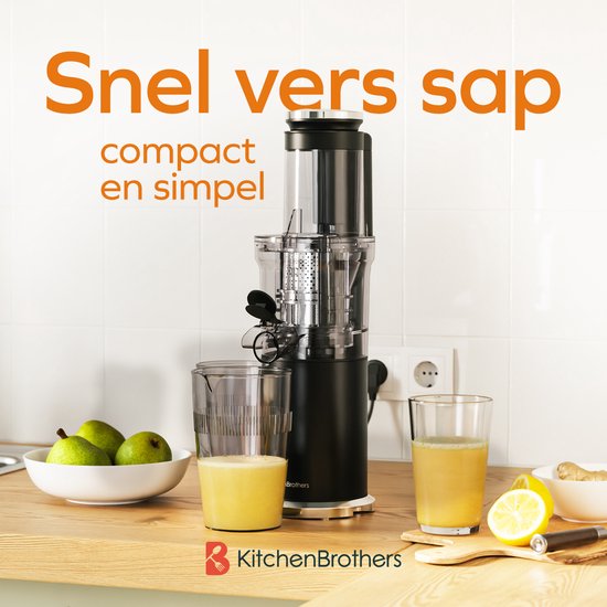 KitchenBrothers Slowjuicer - Vertikal - Gemüse- und Obstpresse - 80 mm - 750 ml - Schwarz