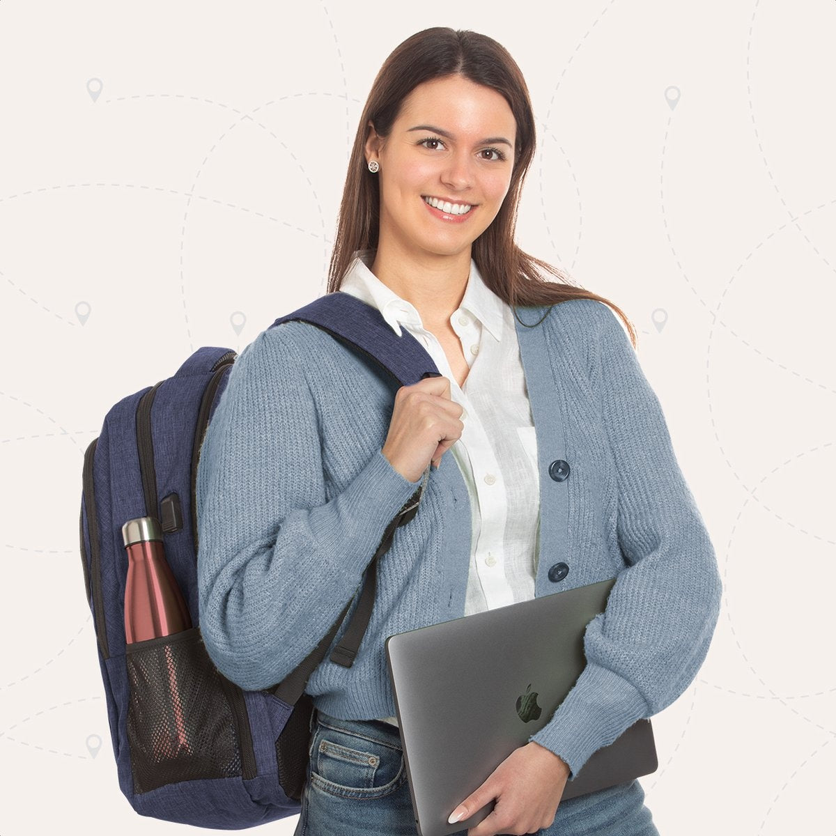 TRVLMORE Rucksack - 36L - 17.3 Zoll - Laptop-Rucksack - Schultasche - Unisex - Spritzwassergeschützt Blau