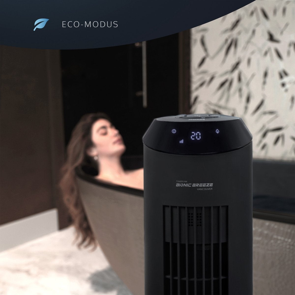 JAP Vancouver - Leiser Turmventilator - Luftreiniger - Fernbedienung und Timer - Oszillierender Säulenventilator - Design-Ventilator aufrecht - Standventilator - Mattschwarz