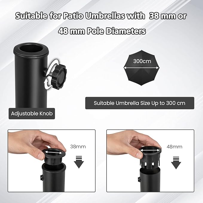 Coast Sonnenschirmfuß auf Rädern - Für Sonnenschirmstangen 38/48MM - 24Kg - 52 x 41,5cm