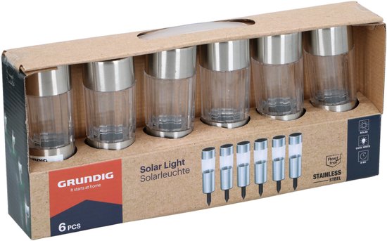 Grundig Gartenbeleuchtung – Solar-Lampen-Set (6er-Set) – Solarlaterne – Steckspott-Gartenbeleuchtung mit Solarenergie, LED