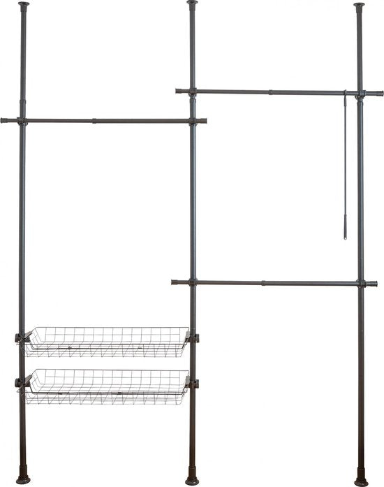 Wenko Kleiderständer Herkules Duo 164–215 × 165–300 cm, Edelstahl, schwarz