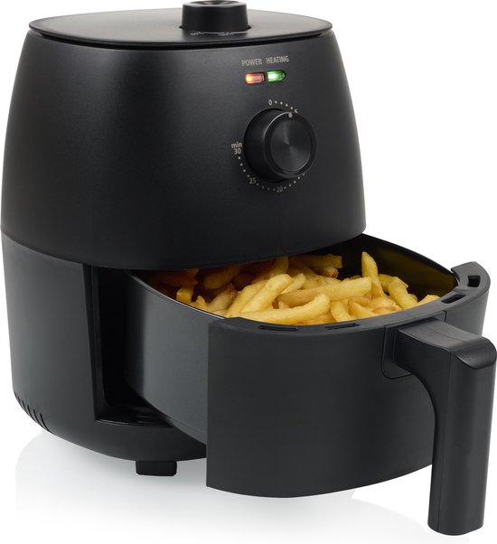 Airfryer Tristar FR-9014 - Mini-Knusperfritteuse - 2 Liter - Kompakte Heißluftfritteuse für 1-2 Personen - 1150W - Fettarmes Frittieren - Schwarz