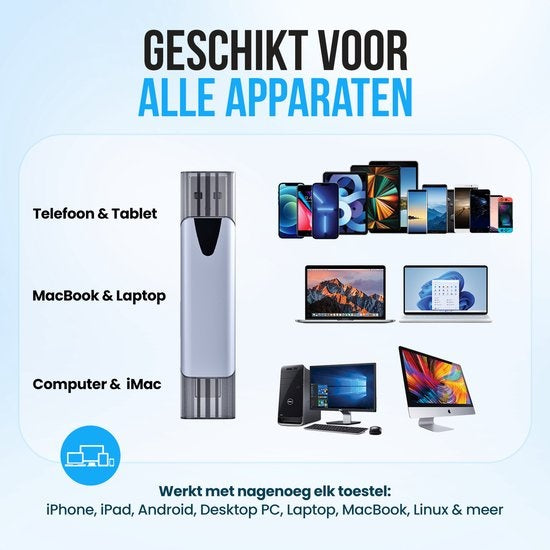 Strex Kartenleser - Kartenleser - USB 3.0/USB C - 2-in-1 - SD-Karte/TF-Karte - Speicherkartenleser