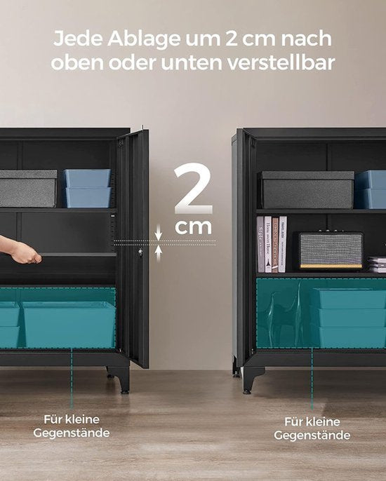 Schwarz – Büroschrank – Aktenschrank – Büro – Bürobedarf – Schrank – Sideboard – Schränke – Aufbewahrungsschränke mit Türen – Werkzeugschrank