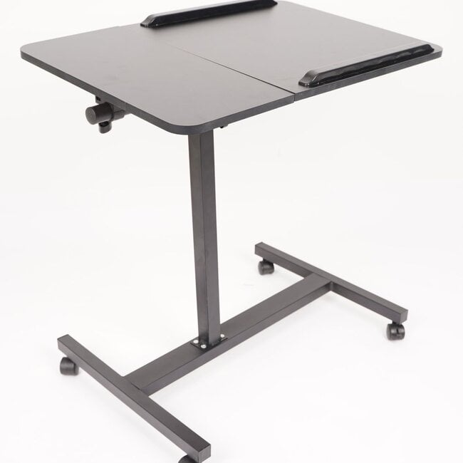 Ceruzo Rollbarer Laptop-Tisch – Höhenverstellbar – 2 neigbare Arbeitsflächen – Schwarz