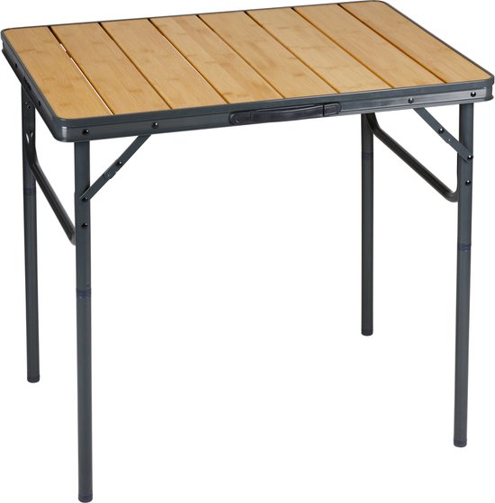 Campe Active Campingtisch zusammenklappbar - Klapptisch - Klapptisch - Klapptisch - höhenverstellbar- 75 x 55 x 31 - 71 cm - Bambus und Aluminium