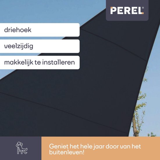 Perel Schattentuch, wasserdurchlässig, luftdurchlässig, 5 x 5 x 5 m, 180 g/m², HDPE, Dreieck, dunkelgrau