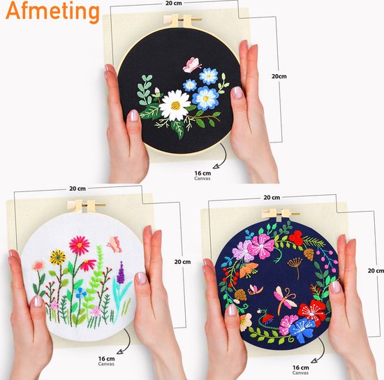 Happy Goods Stickset Blumen und Vögel - Sticksets Erwachsene - Stickset 3er Set - Hobby und Kreatives - Sticken